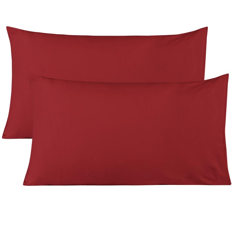 BEDSUM Microfiber Queen Pillowcases Set of 2, Soft Wrinkle Resistant and Easy Care Pillow Cases with Envelope Closure for Kids, 20x30 inches, Wine Red - Image 1